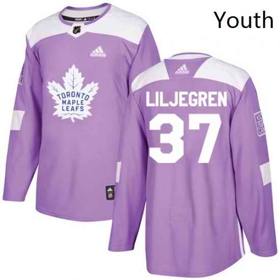 Youth Adidas Toronto Maple Leafs 37 Timothy Liljegren Authentic Purple Fights Cancer Practice NHL Jersey